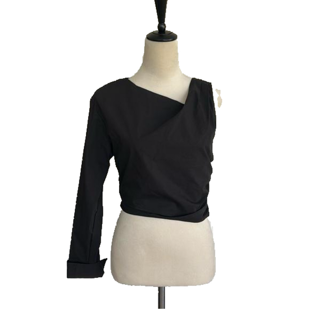 NWT: Zara: Asymmetrical Black Top: Size Medium